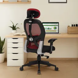 Prisma Red HB Revolving | Adjustable Headrest| Home & Office | Mesh Office Executive Chair-image-4
