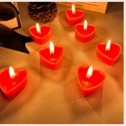 Rose Aroma Scented Heart Tealight Candles | Valentine Day Special (Pack of 6) Candle-image-1