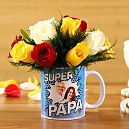 Mixed Roses In Super Papa Personalised Mug-image-19
