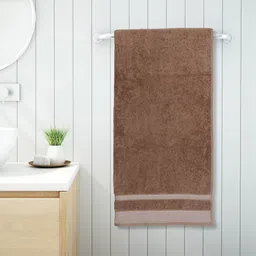SPACES Brown Pure Cotton Anti-Bacterial 600 GSM Reversible Bath Towel-image-15