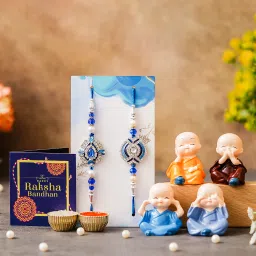Designer DRM-RAKHI-5118 Assorted Rakhi, Showpiece, Chawal Roli Pack, Greeting Card Set-11