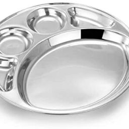 Stainless Steel Round Dinner Plate Sections Divided Trays for Kids Lunch, Camping, Events & Every Day Use Set of 2 Sectioned Plate-31