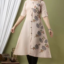 Women Floral Print Pure Cotton Frontslit Kurta-image-109