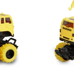 Set of 2 pull back dumper and crane toy for kids (Yellow)-picture-39