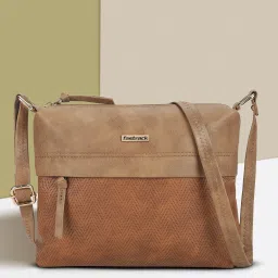 Tan Women Sling Bag - Mini Textured-58