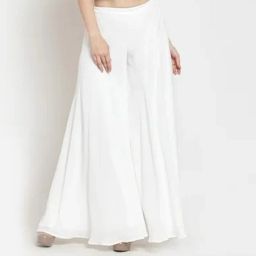 Women Relaxed White Georgette Trousers-image-74