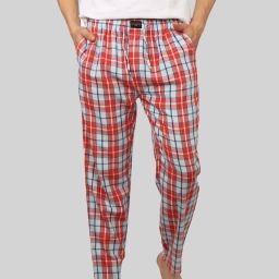 Orange soft and super comfortable checkered pajamas for men Men Pyjama-image-75