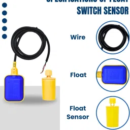 AMPEREUS Float Switch for Accurate Tank Water Level Sensor with 2 Meter Wire (Pack of 8) Wired Sensor Security System image 3
