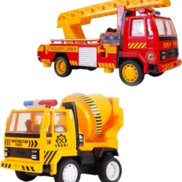 Fire Rescue Truck & Concrete Mixer COMBO SET Pull-back Toys-image-57