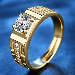 Exclusive Sterling Silver American Diamond Solitaire Adjustable Ring For Men Boy Stainless Steel Titanium Plated Ring-image-74