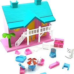 Doll House for Kids, Role Playing Doll House for Girls with Beautiful Furniture-10