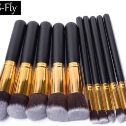 Black and Golden Wooden Handle makeup brush 10 black-image-81
