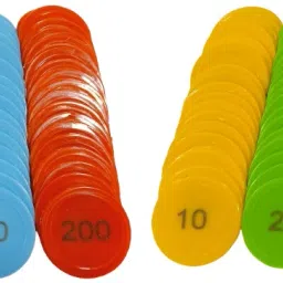 PLASTIC RUMMY TOKEN 10 20 50 100 200 EACH OF 40 PCS TOTAL 200 TOKEN MULTICOLOR.-picture-19