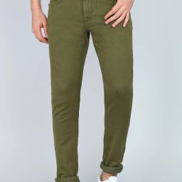 Men Skinny Mid Rise Green Jeans-image-2