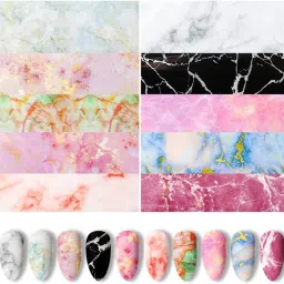 10 Sheets Nail Foil Transfer Sticker Marble Clouds Series DIY Holograp-image-75