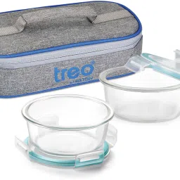 All Fresh Round Glass Tiffin Containers With Jacket, 400 ml Each 2 Containers Lunch Box-23
