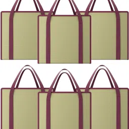 Pack of 6 Waterproof Grocery Bag For Daily Use with Handle | Small | Brown-image-66