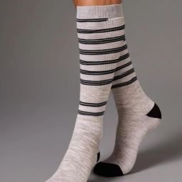 Men Printed, Striped Calf Length-18