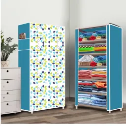 6 Shelf Foldable Collapsible Wardrobe Storage Organizer Almirah Cloth Rack PP Collapsible Wardrobe-17