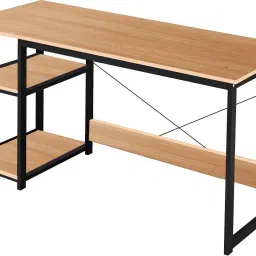 Computer Desk 47" Home Office Writing Table with 2-Tier Reversible Storage Shelves Engineered Wood Office Table-picture-9