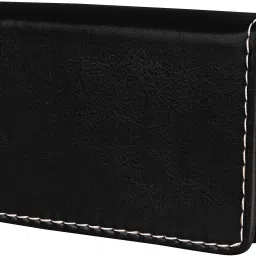 Men & Women Casual Black Artificial Leather Card Holder-image-6