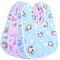 Baby Button Bibs Apron for Feeding and Drooling Cute Animated Print (pack of 4)-12