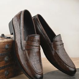 Killer Men Brown Faux Leather Formal Slip On Loafers Slip On For Men-image-6