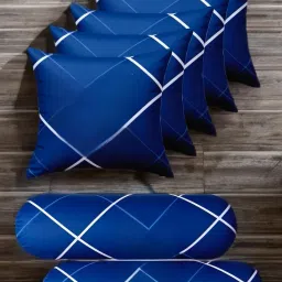 Combo Set Of 5 Cushion And 2 Microfibre Abstract Bolster Pack of 7-image-37