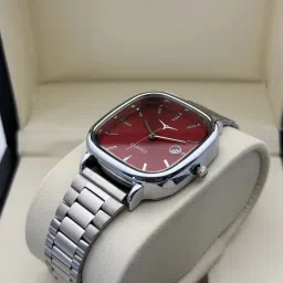 nester Bold Red Dial Unisex Watch | Rectangle Analog with Date Function Analog Watch - For Men & Women NSM-26-RED image 4