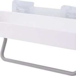 kuber industries Kitchen Organizer With Towel Hanger|Self-Adhesive Wall Shelf|Non-Toxic|White Plastic Wall Shelf-picture-44
