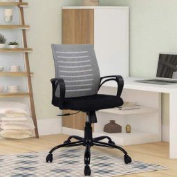 mintwud from pepperfry Yukio Breathable Mesh Ergonomic Chair with Rocking-tilt Mechanism in Black & Grey Colour-picture-34