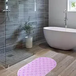 Kuber Industries Purple Textured Anti-Skid Bath Rug-27