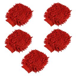 Kuber Industries Red 5 Pieces Microfiber Cleaning Gloves-43