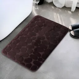 UMAI Brown Self-Designed 450 GSM Cotton Anti-Skid Bath Mat-image-7