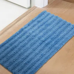 SPACES Blue Striped Anti-Skid Stain Ressistant Bath Mats-11
