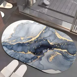 UMAI Blue Printed 240 GSM Anti-Skid Bath Mat-image-31