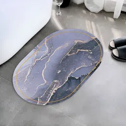 UMAI Blue Printed 240 GSM Anti-Skid Bath Mat-image-48
