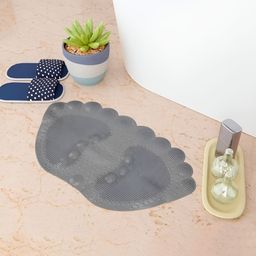 Kuber Industries Grey 120 GSM Foot Shape Bath Rug-76