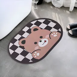 UMAI Brown & Black Printed 240 GSM Anti-Skid Bath Mat-image-96