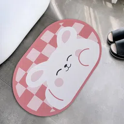 Kuber Industries Pink & White Printed Anti-Skid Shower Bath Rugs-image-77