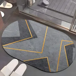 UMAI Grey Printed 240 GSM Anti-Skid Bath Mat-image-41