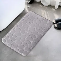 UMAI Grey Self-Designed 450 GSM Cotton Anti-Skid Bath Mat-image-46