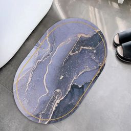 Kuber Industries Grey & Beige Abstract Anti-Skid Bath Rug-30