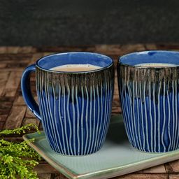 ARTYSTA BEAUTIFYING LIVES Blue & Brown 2 Pieces Textured Ceramic Mugs 300ml each-2