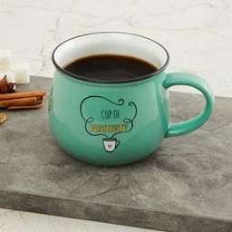 Home Centre Green & Black Text or Slogans Printed Bone China Glossy Cup-47