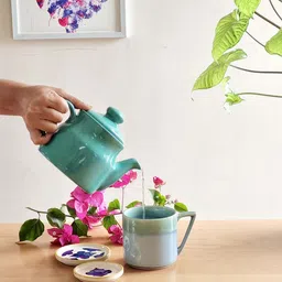 Folkstorys Blue Textured Ceramic Glossy Mugs 300ml-49