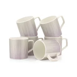 JCPL White & Purple 6 Pieces Printed Ceramic Glossy Tea Cups 200 ml Each-22