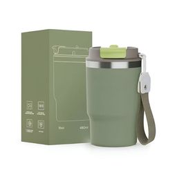 YELONA Green & Brown Dishwasher Safe Matte Finish Stainless Steel Coffee Tumbler 420 ml-15