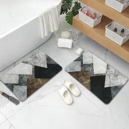 DREAM WEAVERZ Grey & White 2 Pieces HD Printed 400 GSM High Water Absorbent Bath Mats-picture-34
