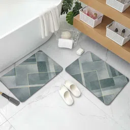 DREAM WEAVERZ 2 Pieces Grey HD Printed 400 GSM High Water Absorbent Bath Rugs-20